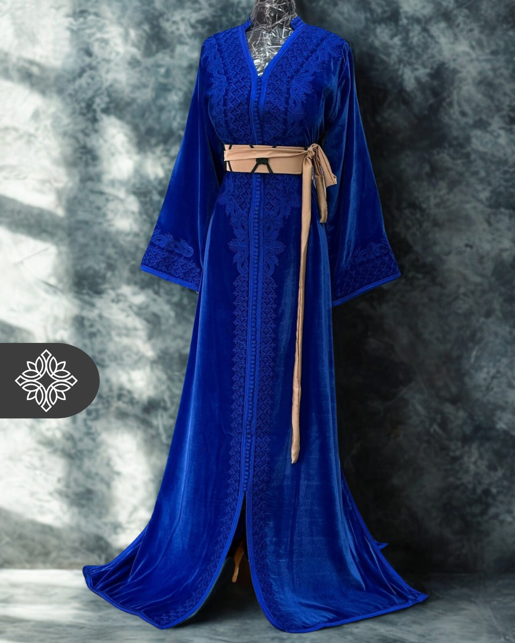 Moroccan Kaftan Sapphire Blue | Embroidered One-Piece Caftan Luxury Dr The.moroccan.caftan Moroccan Kaftan Sapphire Blue | Embroidered One-Piece Caftan Luxury Dr The.moroccan.caftan