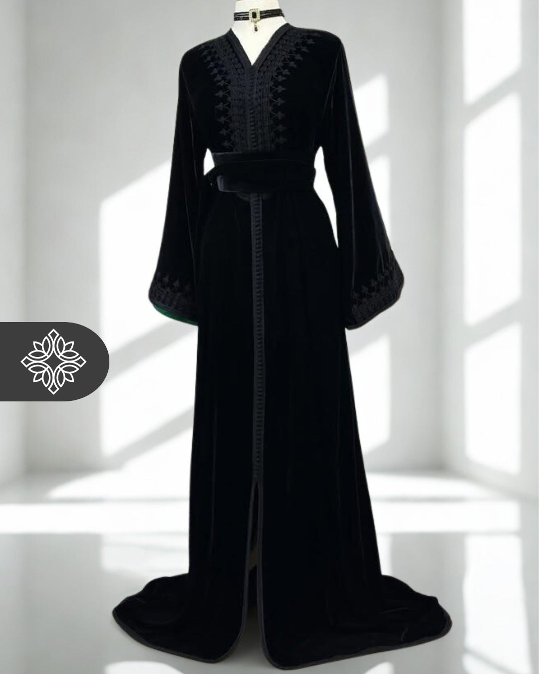 Moroccan Kaftan Deep Burgundy | Velvet One-Piece Caftan