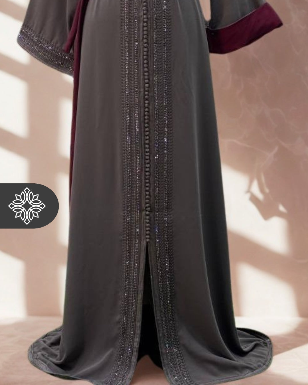 Moroccan Kaftan Taupe Grey Plum