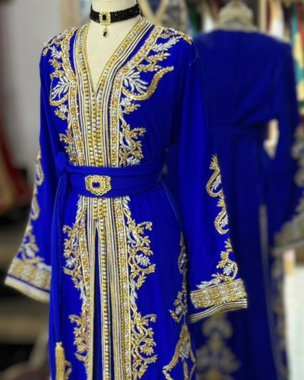 Moroccan Royal Blue Two Piece Kaftan