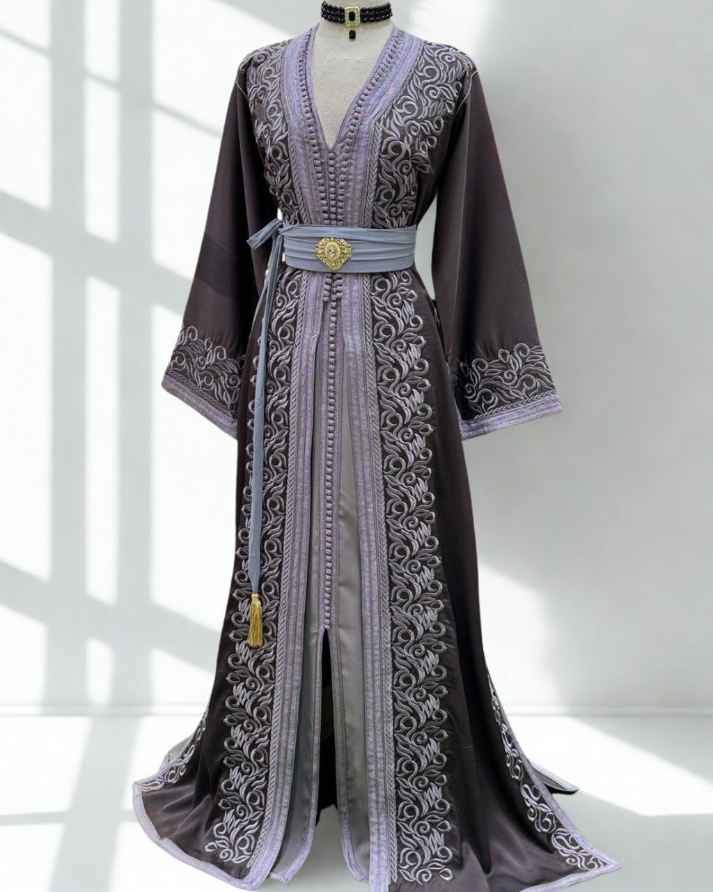 Moroccan Royal Charcoal Gray Kaftan