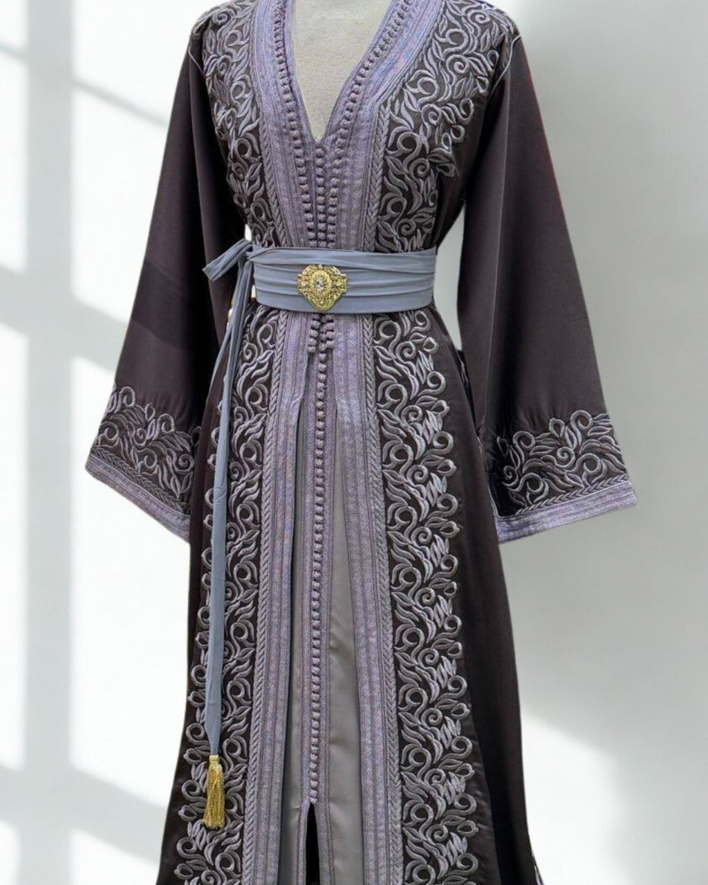 Moroccan Royal Charcoal Gray Kaftan
