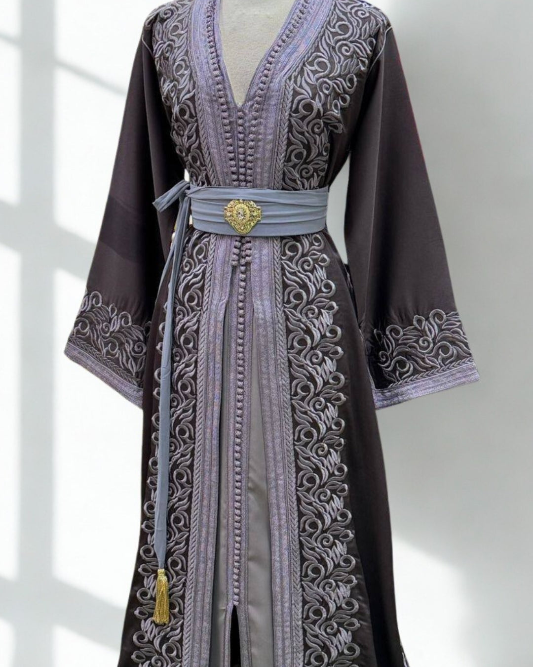 Moroccan Royal Charcoal Gray Kaftan