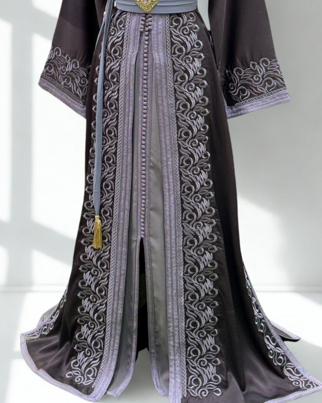 Moroccan Royal Charcoal Gray Kaftan