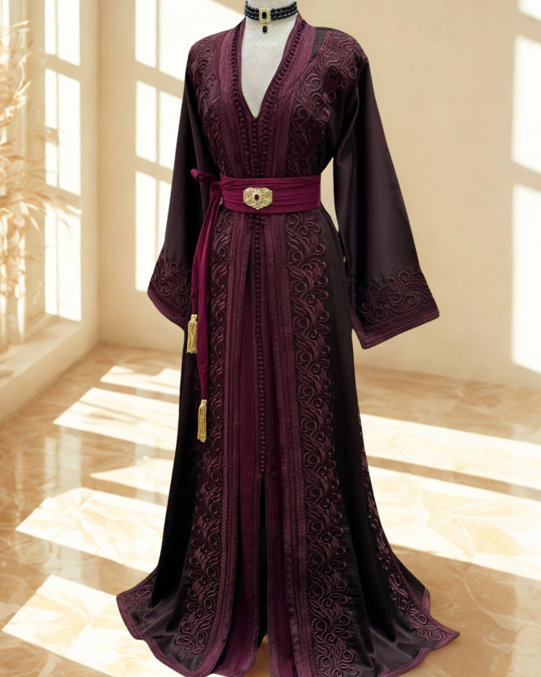 Moroccan Royal Charcoal Gray Kaftan