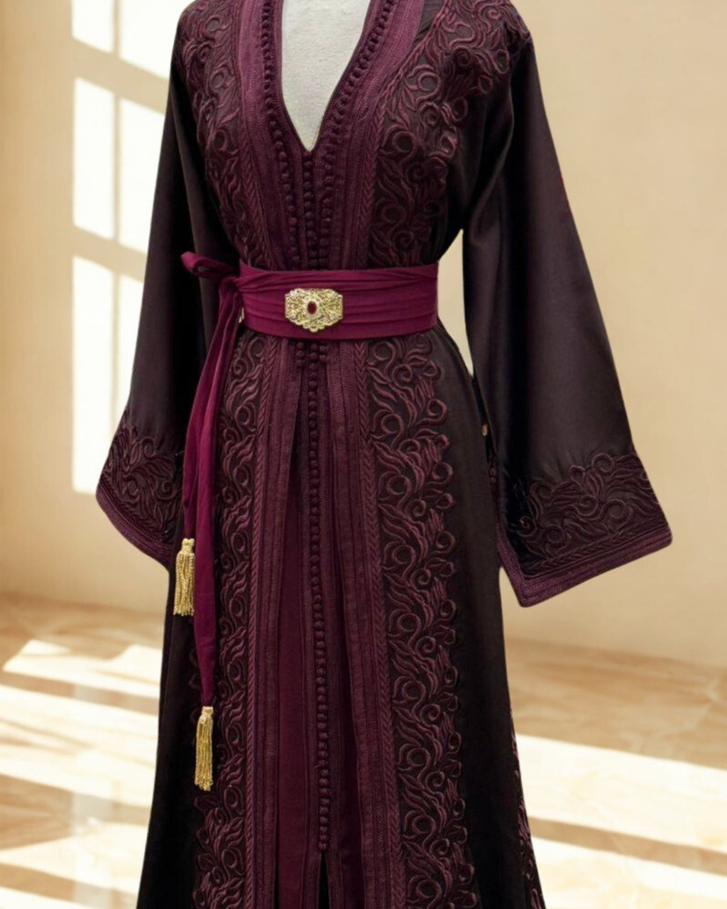 Moroccan Royal Charcoal Gray Kaftan