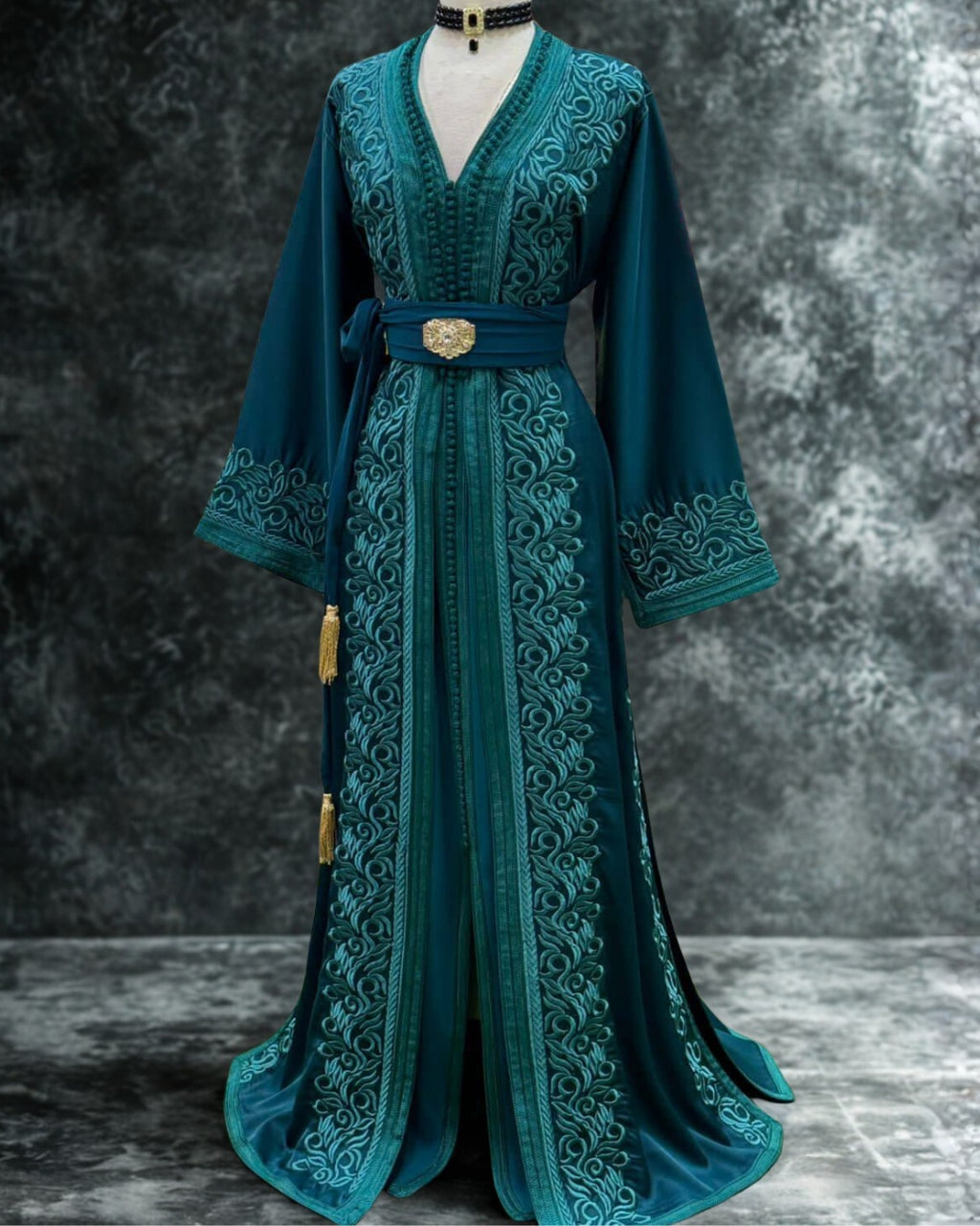 Moroccan Royal Charcoal Gray Kaftan