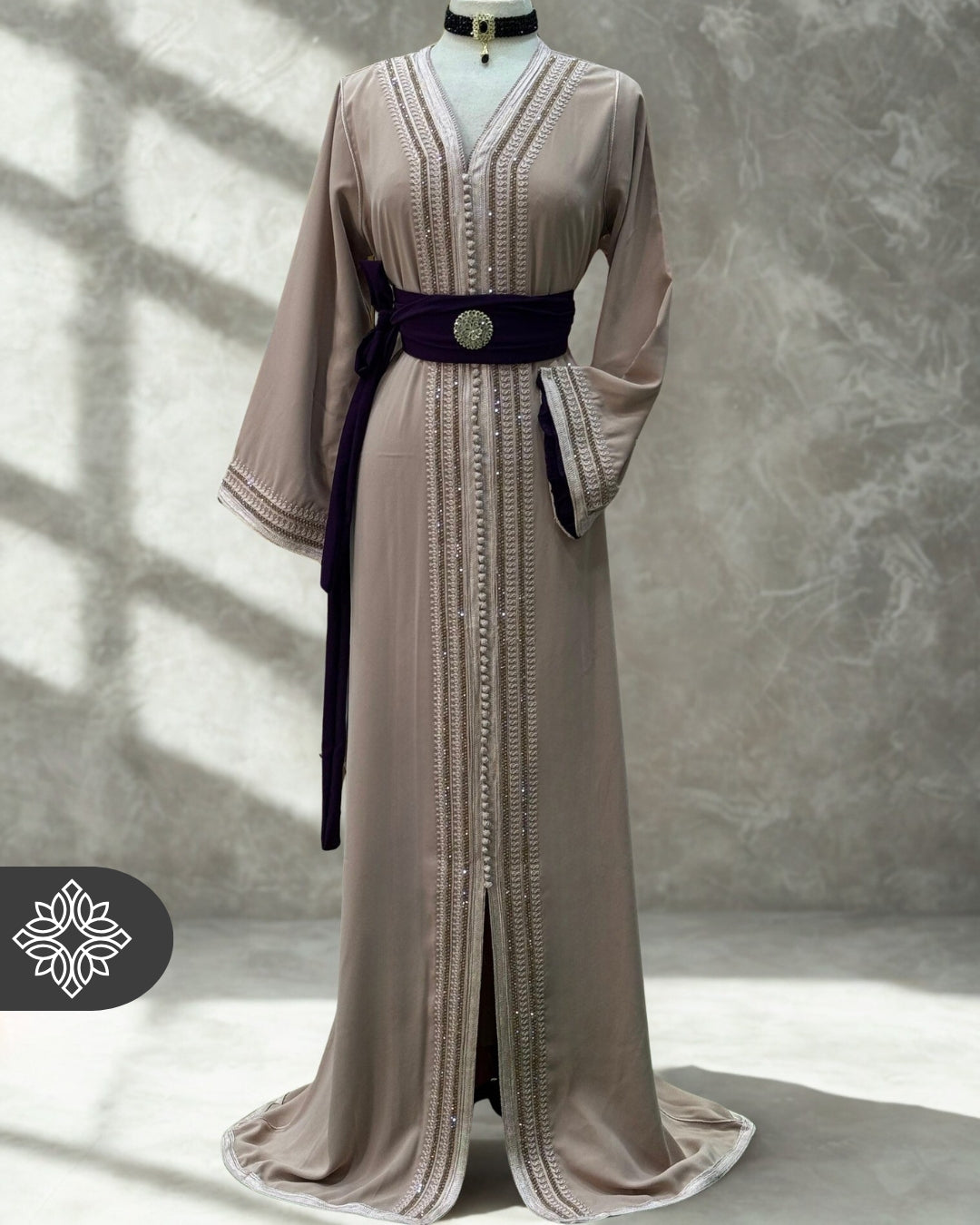 Moroccan Royal Taupe & Plum Kaftan