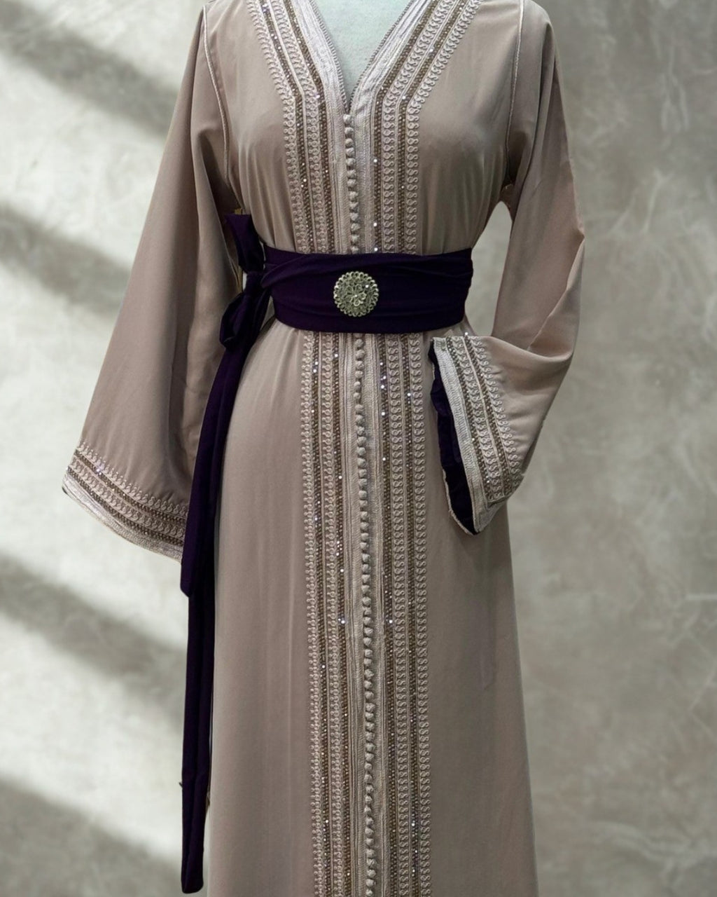 Moroccan Royal Taupe & Plum Kaftan