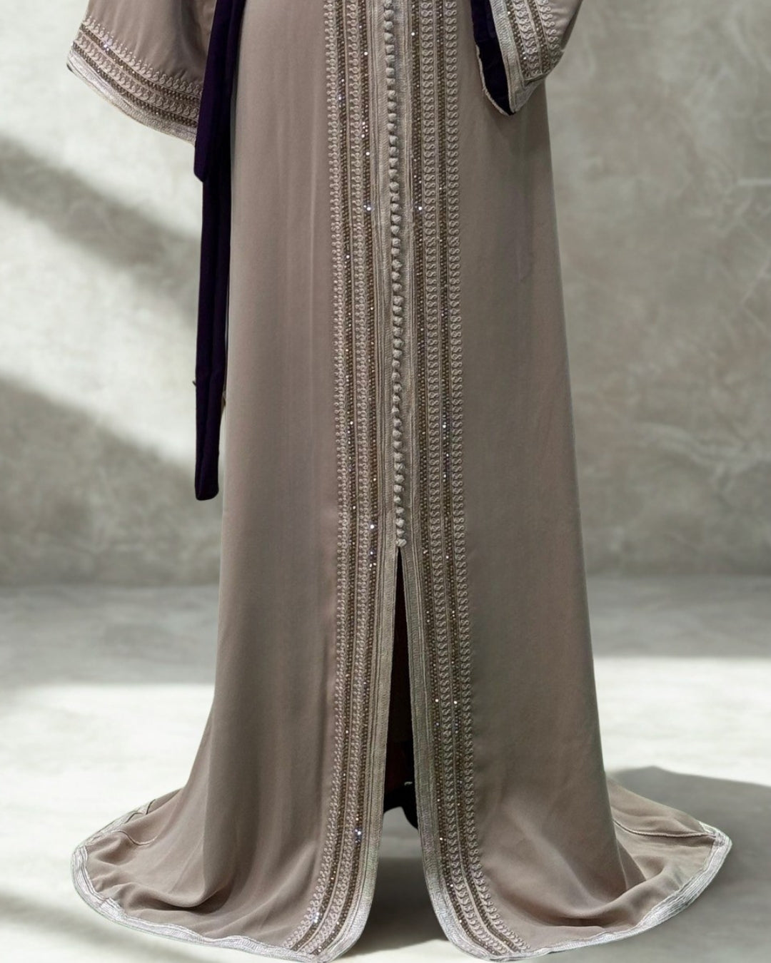 Moroccan Royal Taupe & Plum Kaftan