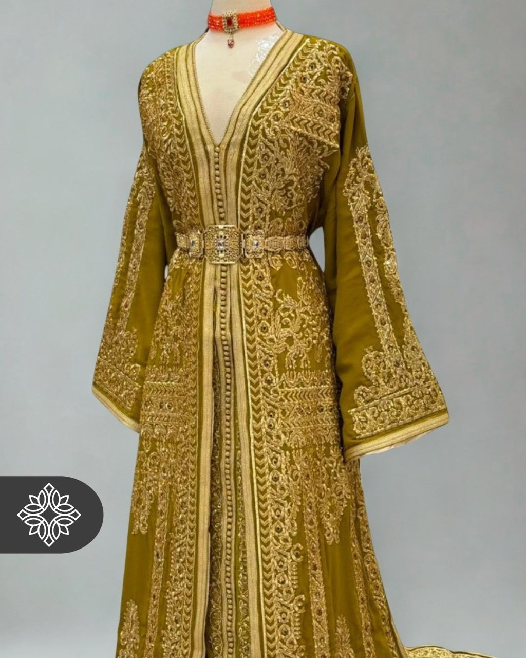 Royal Purple Moroccan Takchita | Luxury Two-Piece Kaftan | Golden Royal Hand Embroidery