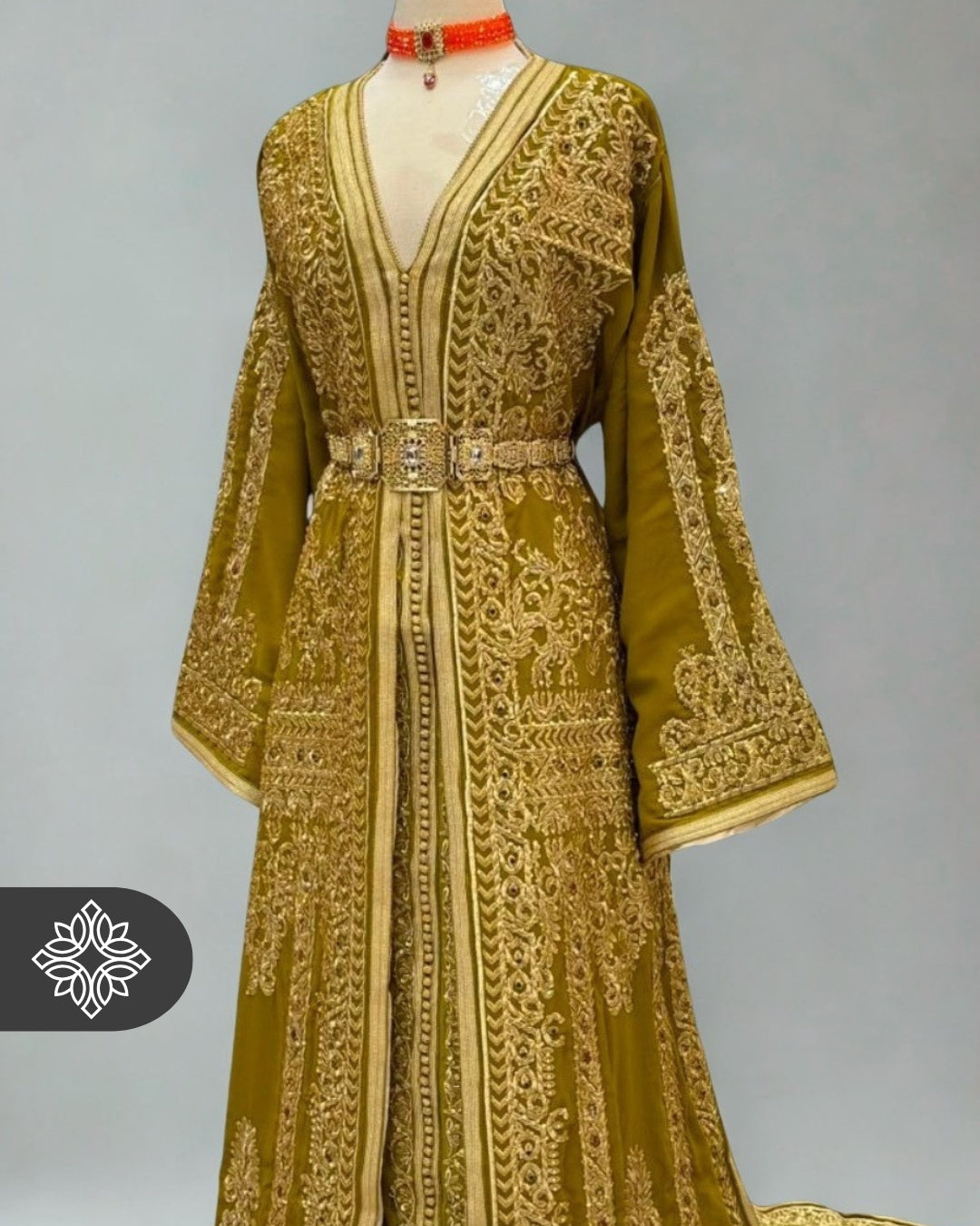 Royal Purple Moroccan Takchita | Luxury Two-Piece Kaftan | Golden Royal Hand Embroidery
