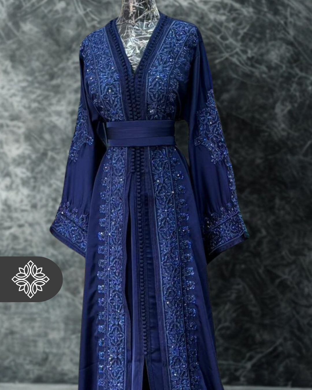 Golden Mustard Moroccan Takchita | Royal Tonal Embroidery with Stones | Luxury Two-Piece Kaftan