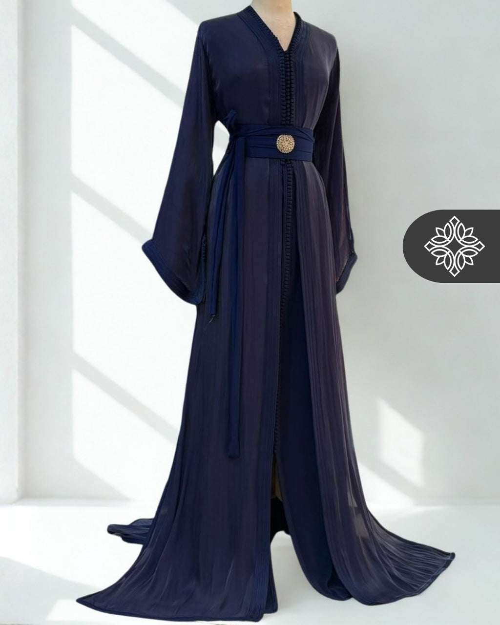 Navy Organza Two-Piece Kaftan | Vibrant Moroccan Takchita Dress