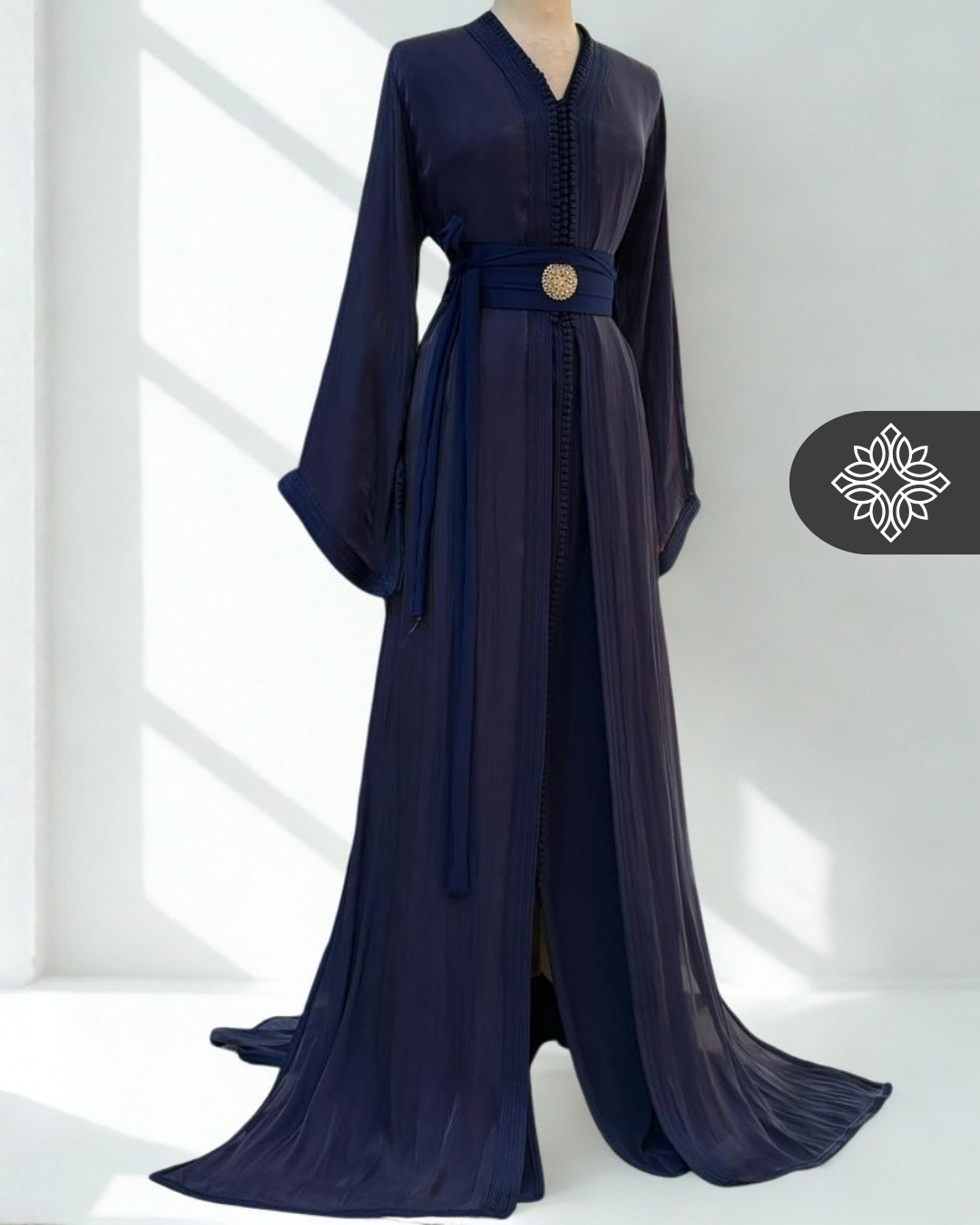 Baby Blue Organza Two-Piece Caftan | Ethereal Moroccan Takchita Dress