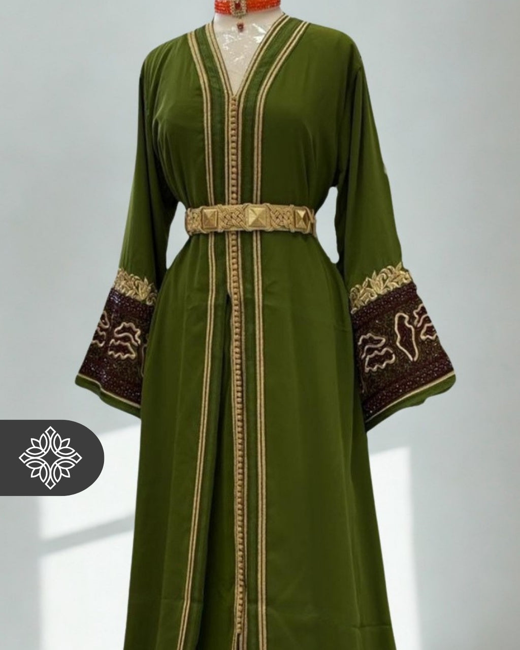Ruby Red Moroccan Takchita | Elegant Two-Piece Kaftan | Moroccan Heritage Embroidery