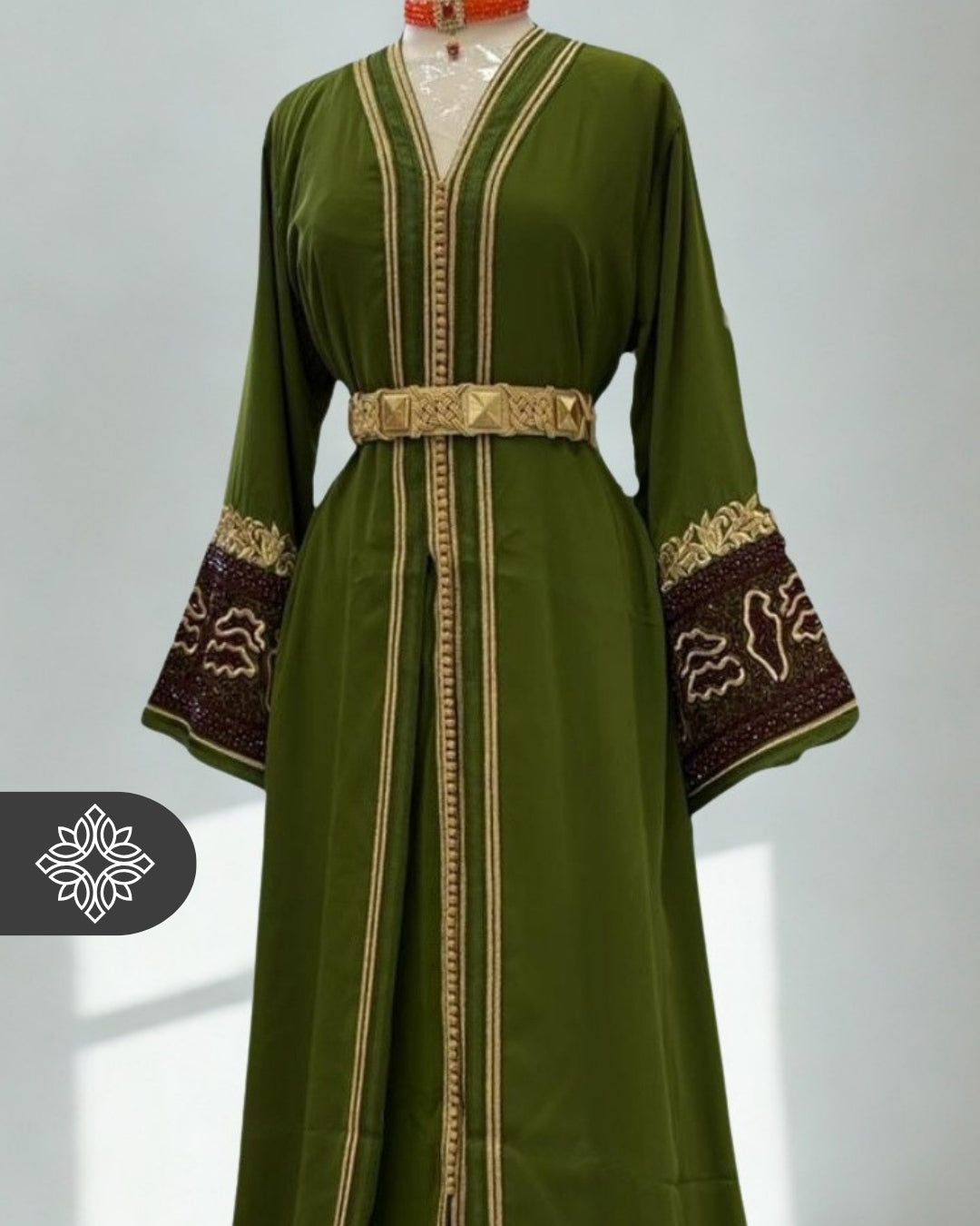 Ruby Red Moroccan Takchita | Elegant Two-Piece Kaftan | Moroccan Heritage Embroidery