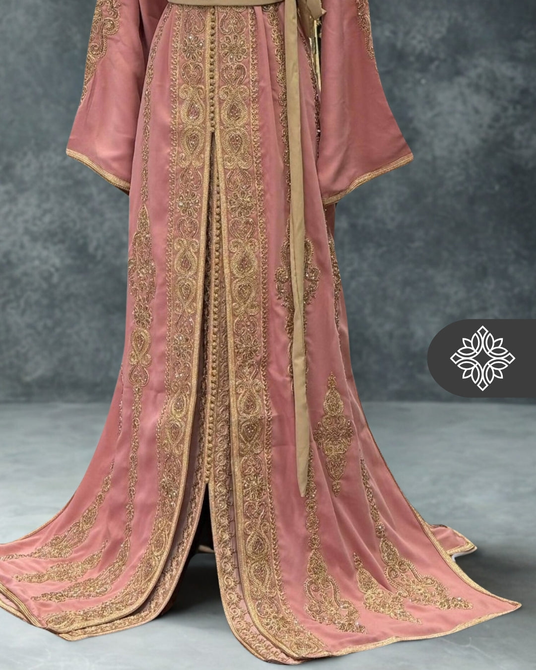 Fuchsia Moroccan Two-Piece Kaftan | Tonal Embroidery | Couture Takchita