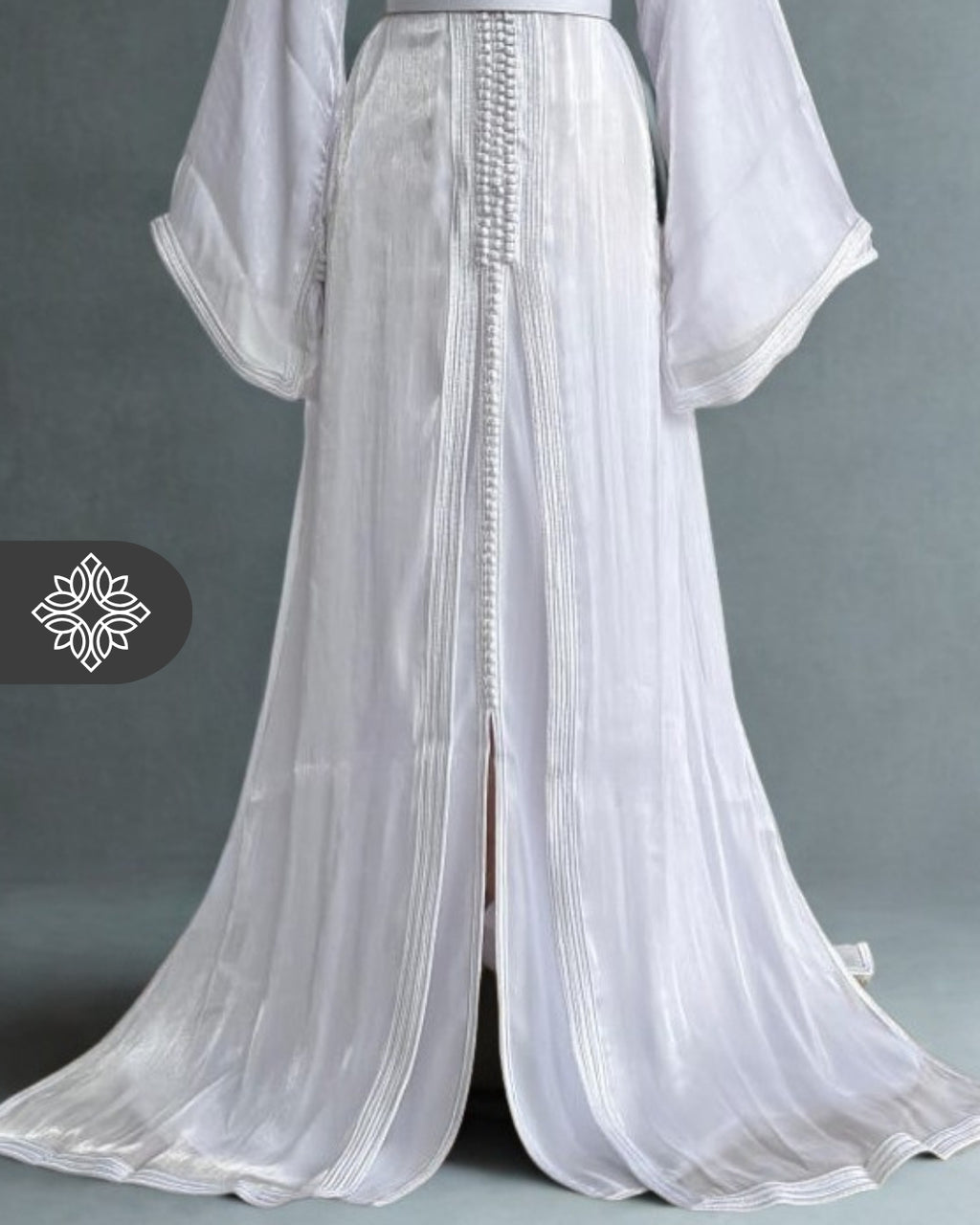 Deep Teal Moroccan Takchita | Royal Organza Two-Piece Kaftan