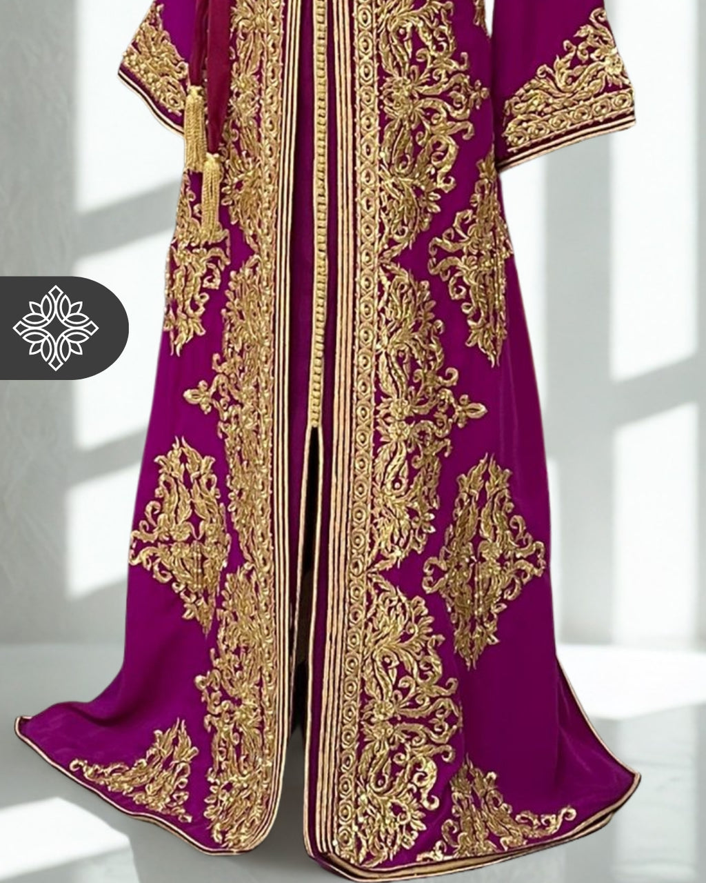 Two-Piece Moroccan Kaftan Emerald Green/Turquoise & Silver