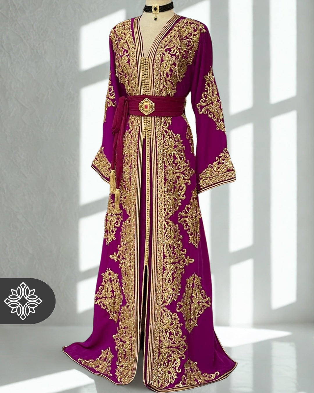 Orange & Silver Two-Piece Moroccan Kaftan