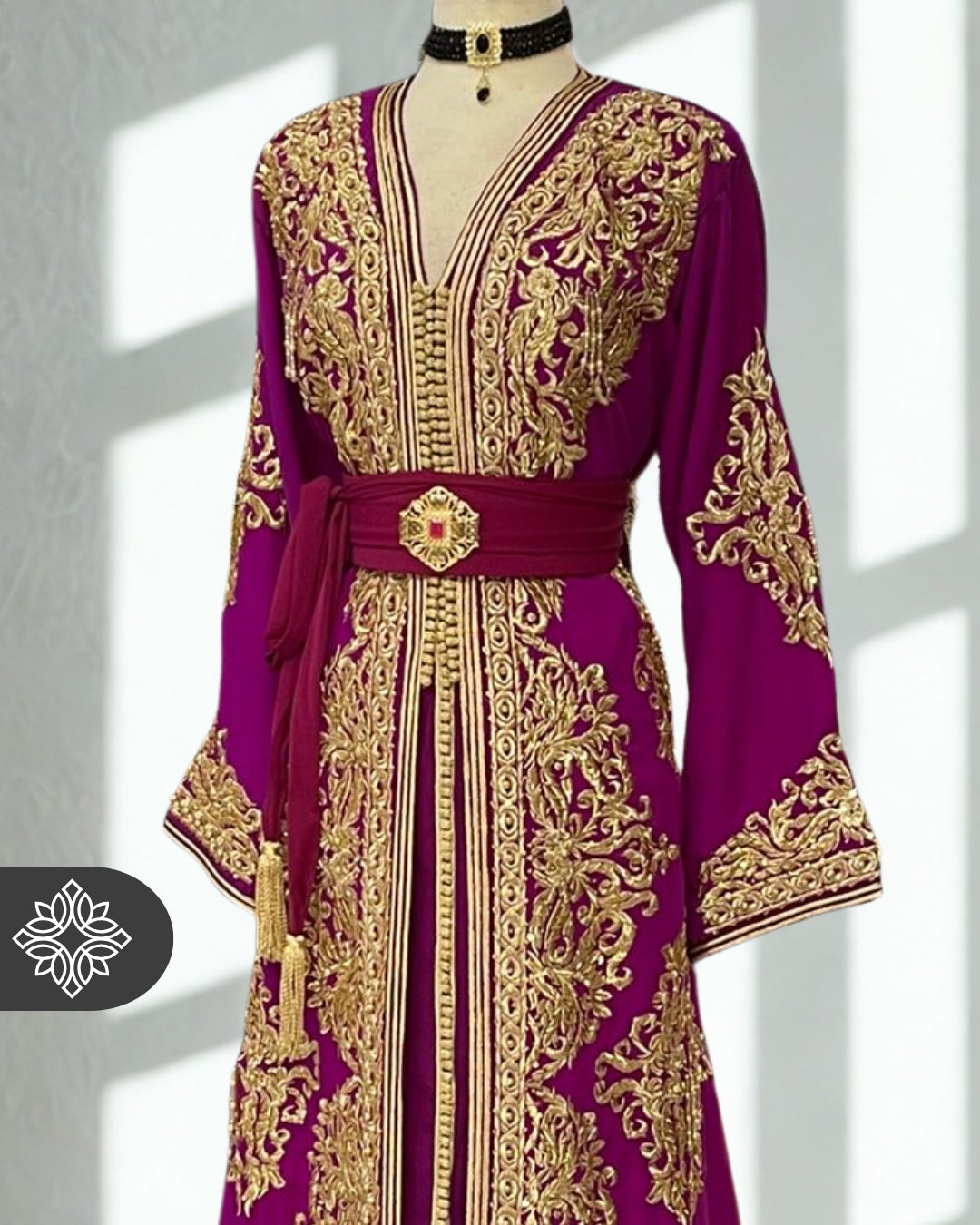 Orange & Silver Two-Piece Moroccan Kaftan