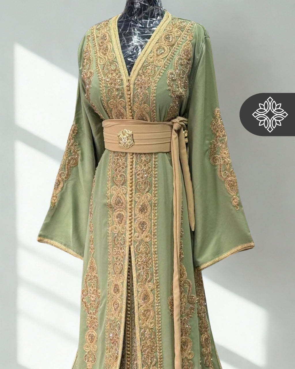 Fuchsia Moroccan Two-Piece Kaftan | Tonal Embroidery | Couture Takchita