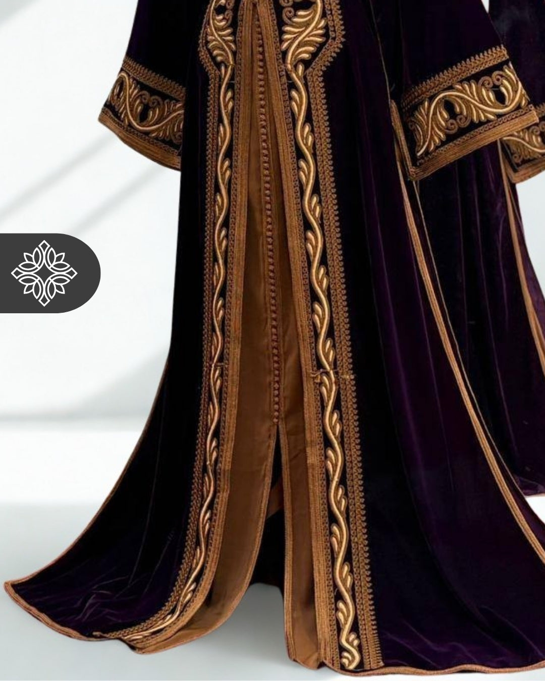Plum Purple Moroccan Takchita | Luxury Velvet Two-Piece Kaftan | Special Tonal Embroidery