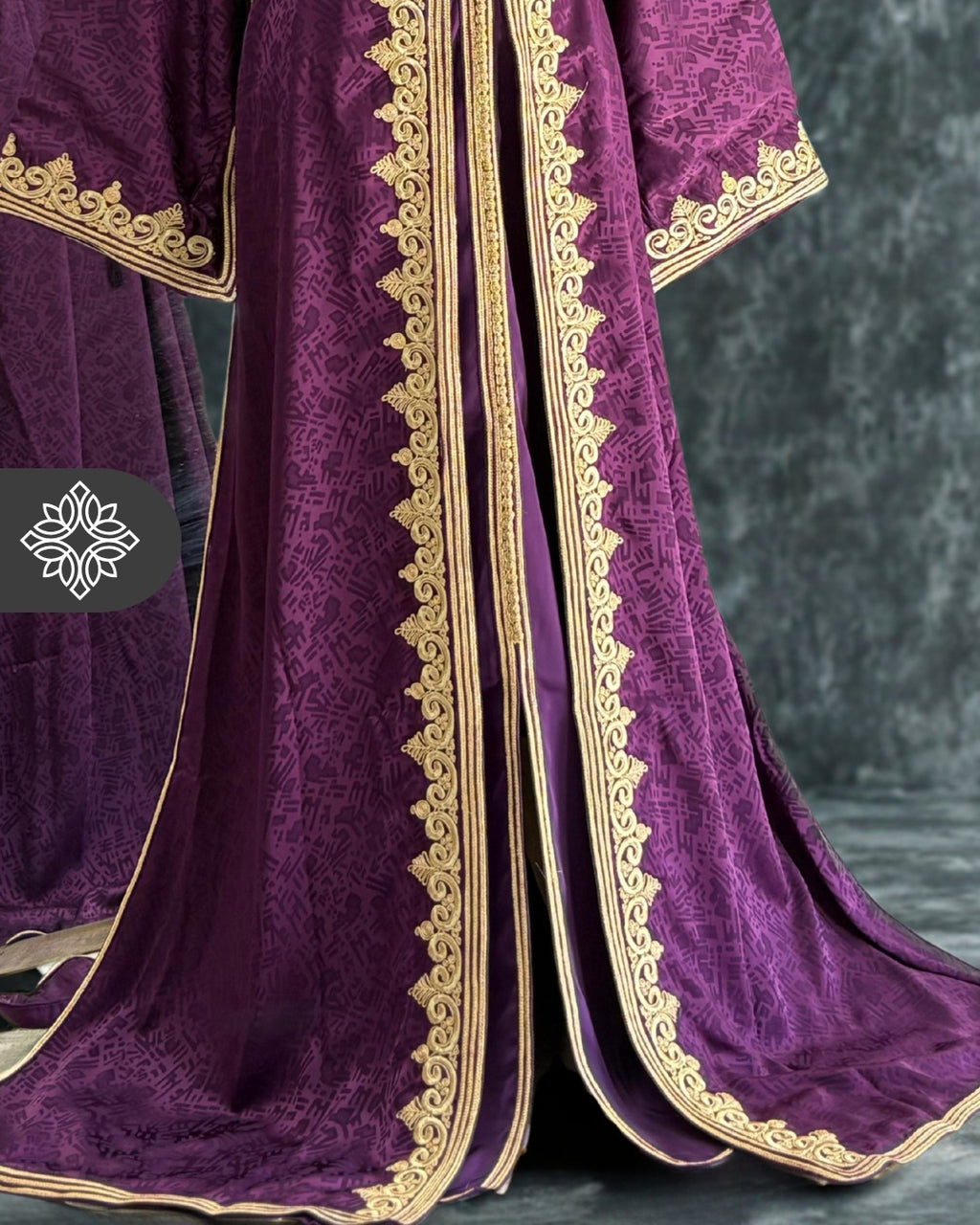 Purple Moroccan Takchita | Luxury Two-Piece Kaftan | Golden Hand Embroidery