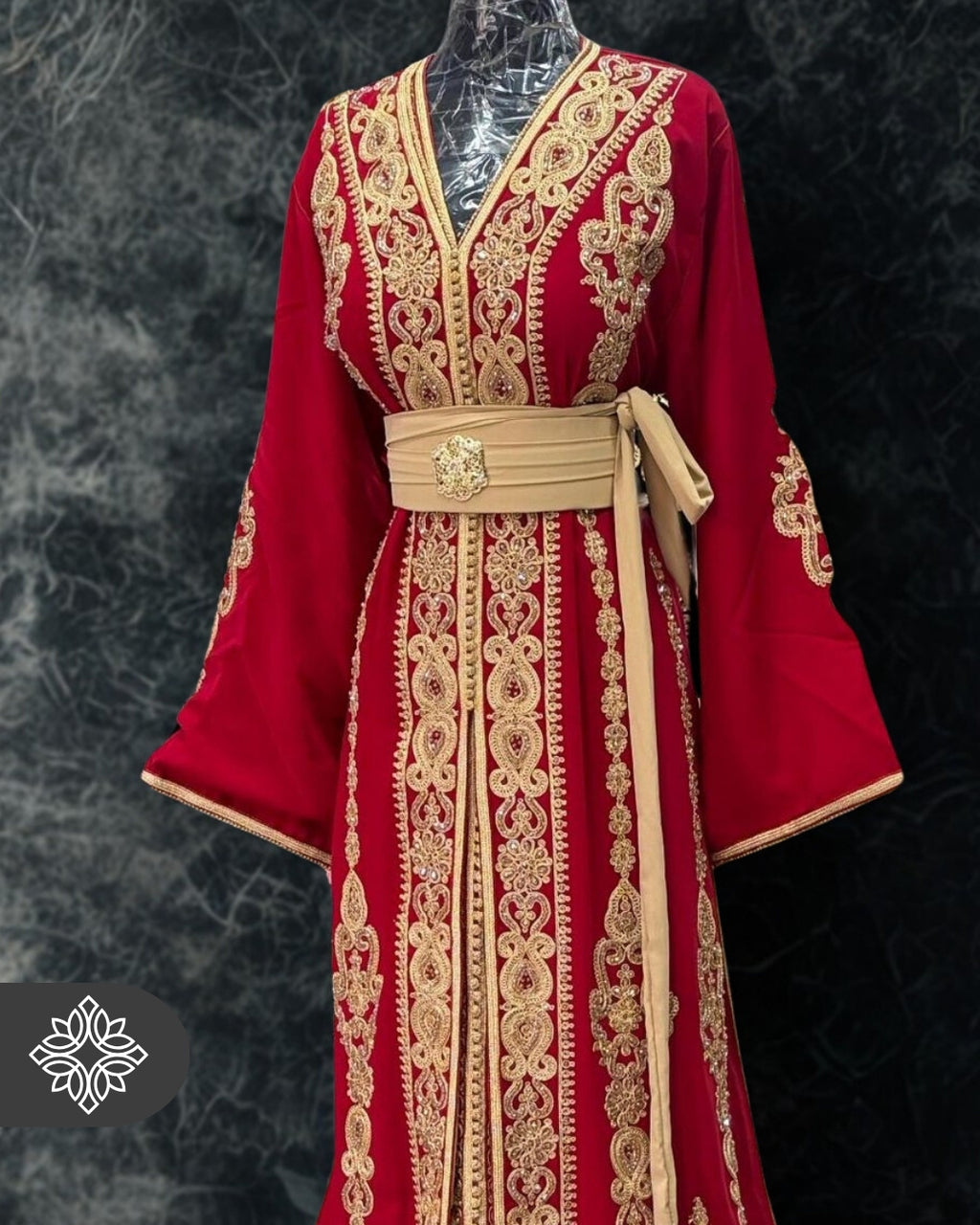Fuchsia Moroccan Two-Piece Kaftan | Tonal Embroidery | Couture Takchita