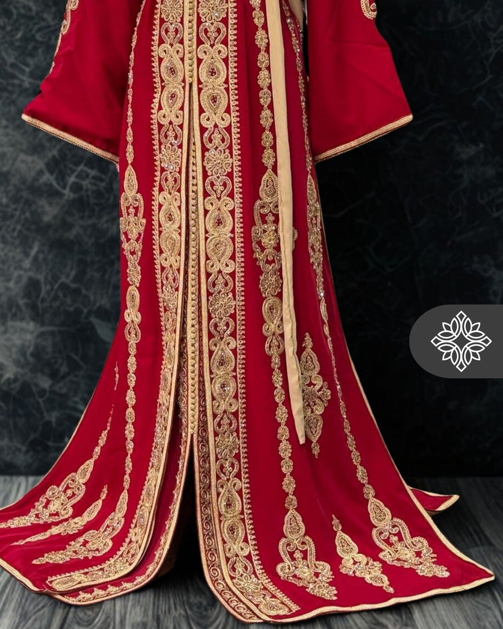 Fuchsia Moroccan Two-Piece Kaftan | Tonal Embroidery | Couture Takchita