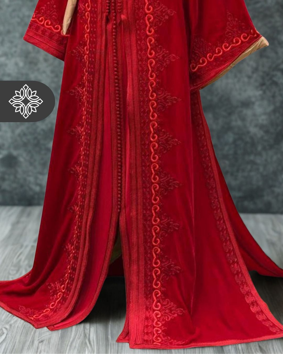 Black Two-Piece Kaftan | Brown Traditional Tonal Embroidery | Moroccan Takchita