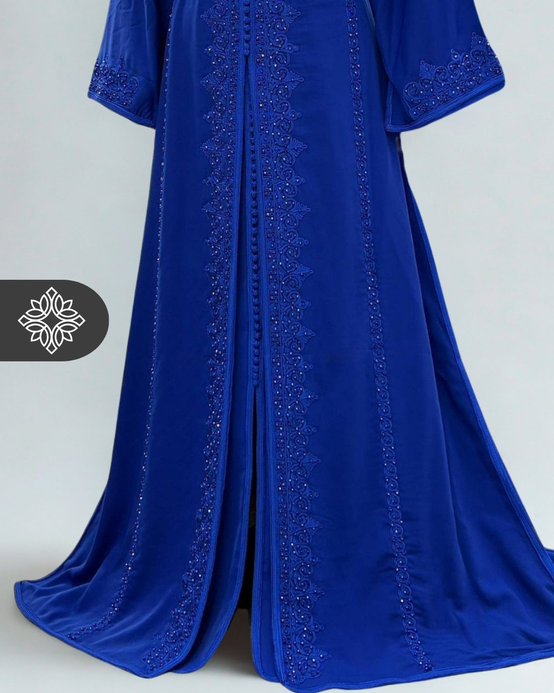 Imperial Teal Moroccan Takchita | Elegant Two-Piece Kaftan | Luminous Stone Detailing