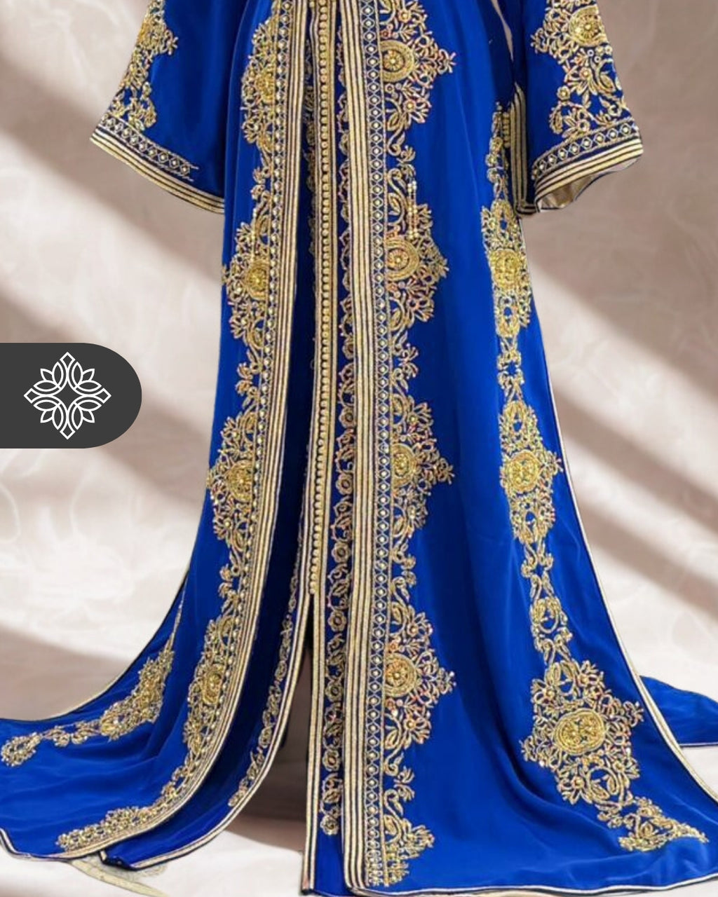 Royal Blue Moroccan Takchita | Golden Heritage Embroidery & Regal Finish | Luxury Two-Piece Kaftan