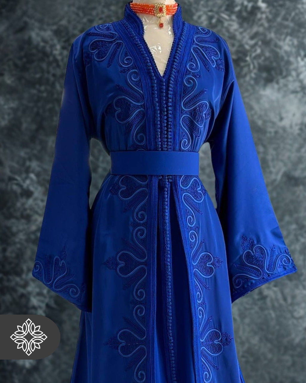Lavender Moroccan Takchita | Luxury Two-Piece Kaftan | Tonal Hand Embroidery