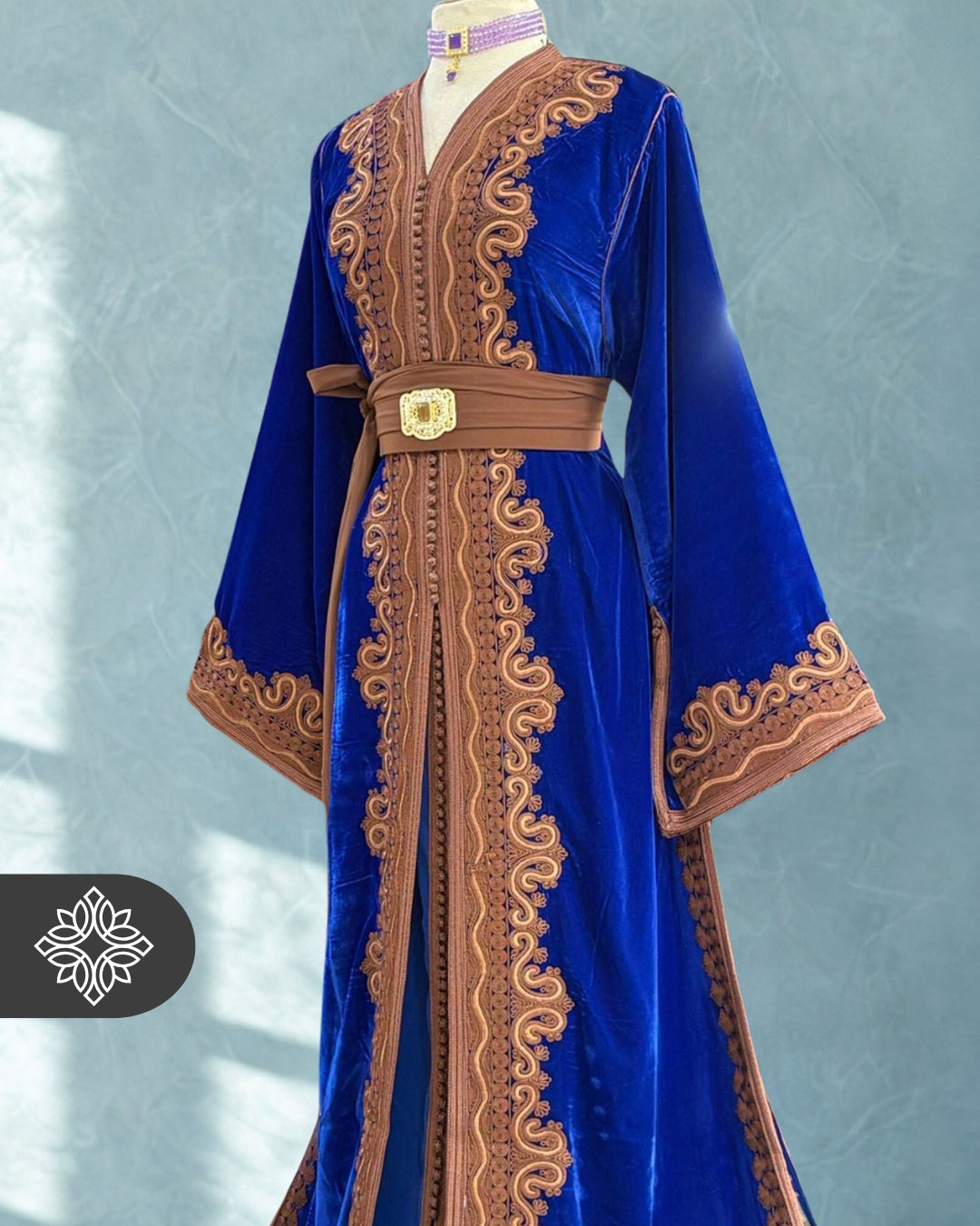 Fuchsia Pink Moroccan Two-Piece Kaftan | Brown Tonal Embroidery | Elegant Takchita