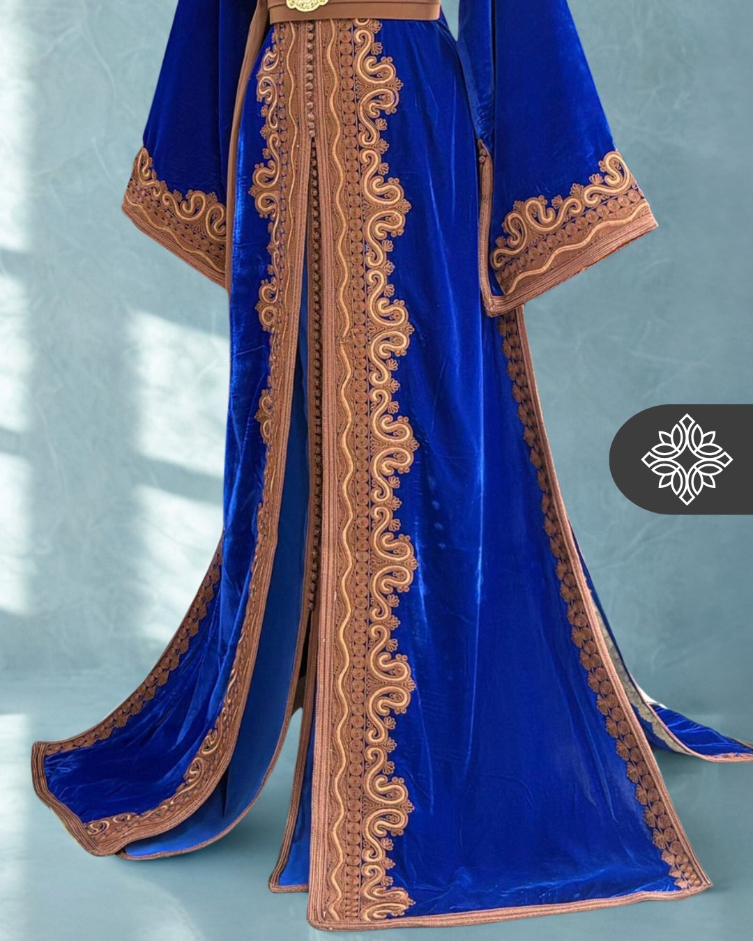 Fuchsia Pink Moroccan Two-Piece Kaftan | Brown Tonal Embroidery | Elegant Takchita