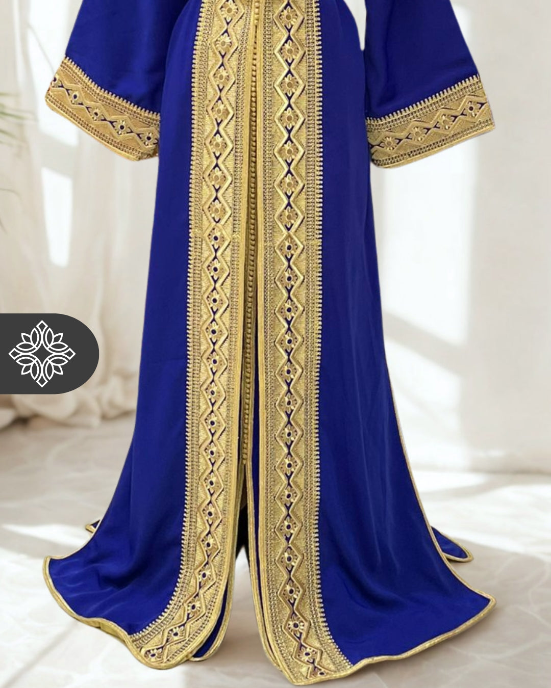 Emerald Green Moroccan Two-Piece Kaftan – Takchita Regal Gold Embroidery