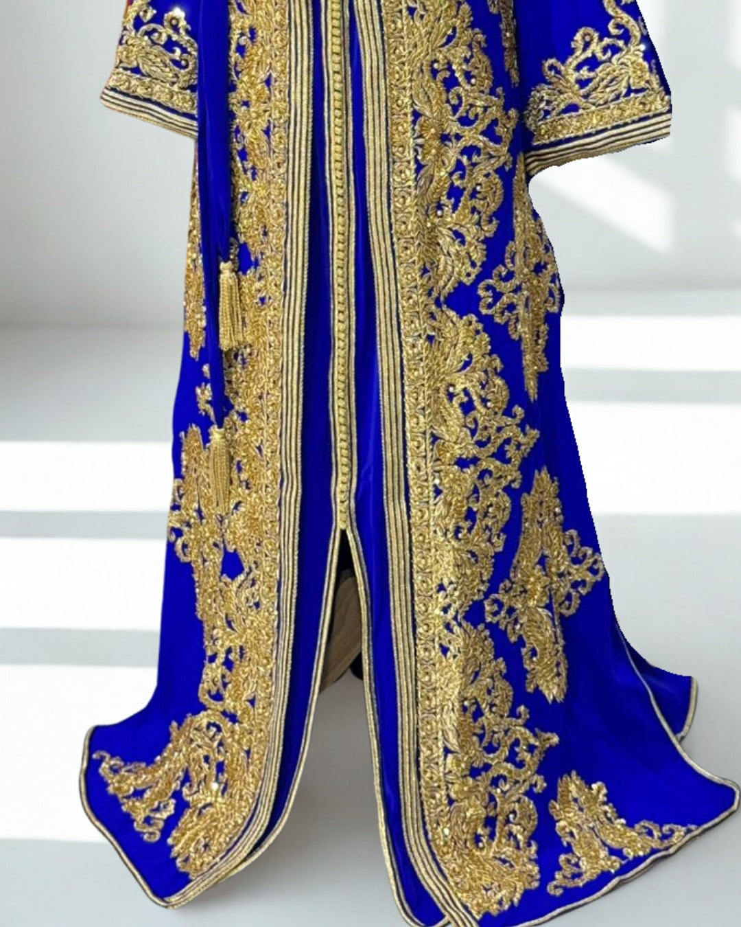 Two-Piece Moroccan Kaftan Emerald Green/Turquoise & Silver