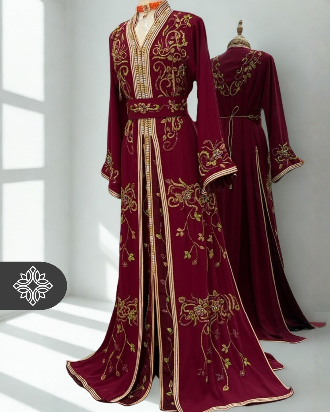 Royal Purple Moroccan Takchita | Elegant Two-Piece Kaftan | Moroccan Heritage Embroidery