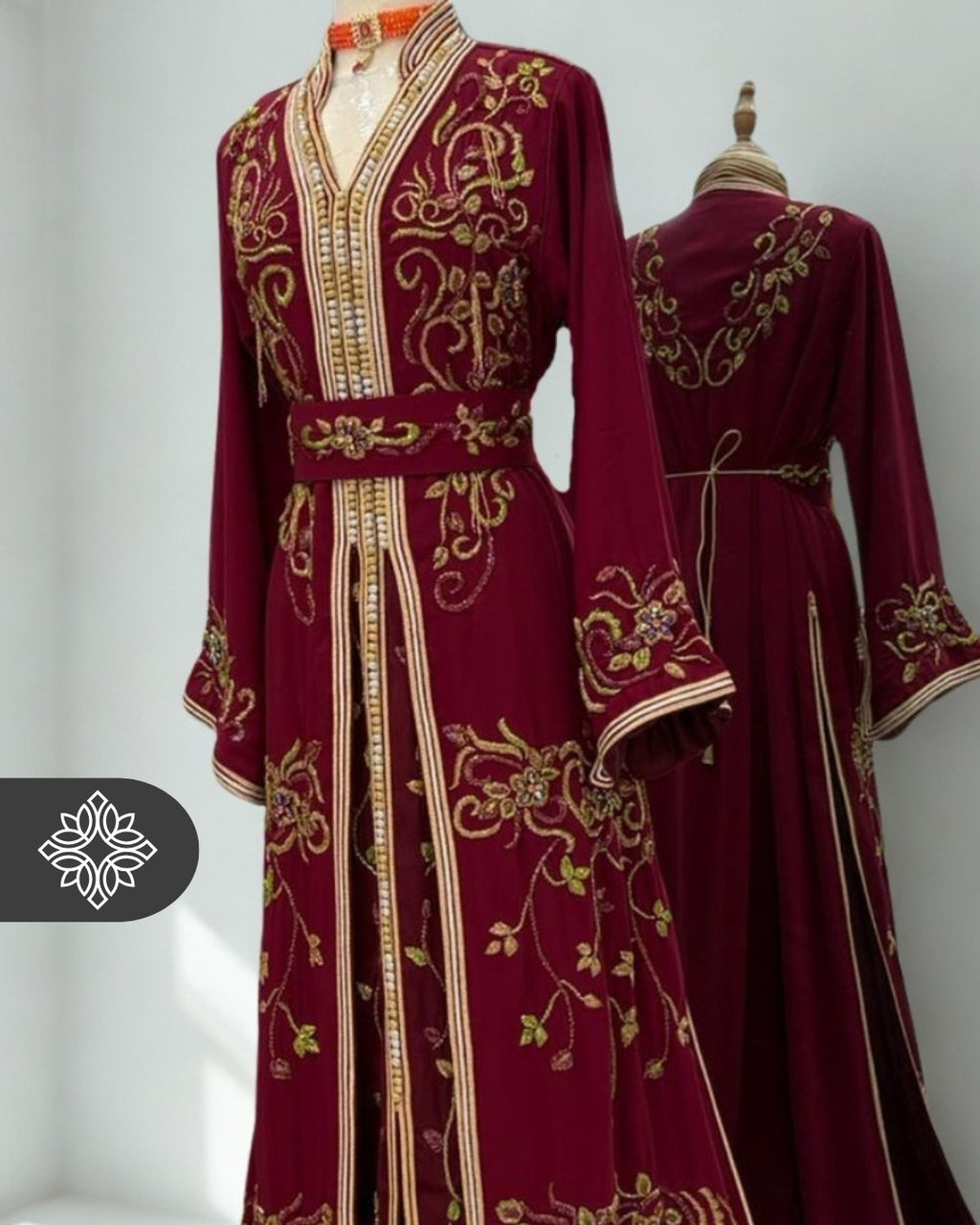 Royal Purple Moroccan Takchita | Elegant Two-Piece Kaftan | Moroccan Heritage Embroidery