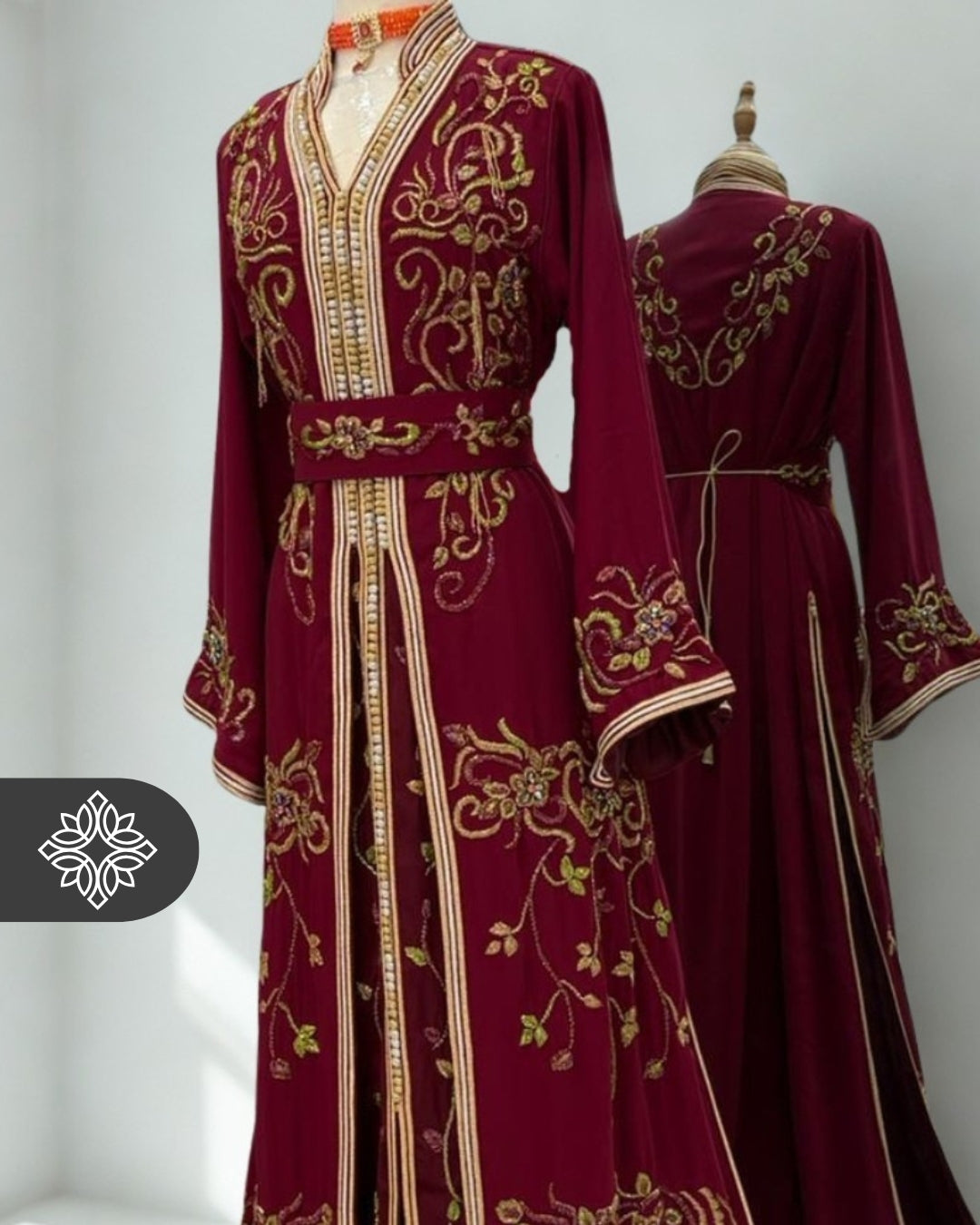 Royal Purple Moroccan Takchita | Elegant Two-Piece Kaftan | Moroccan Heritage Embroidery