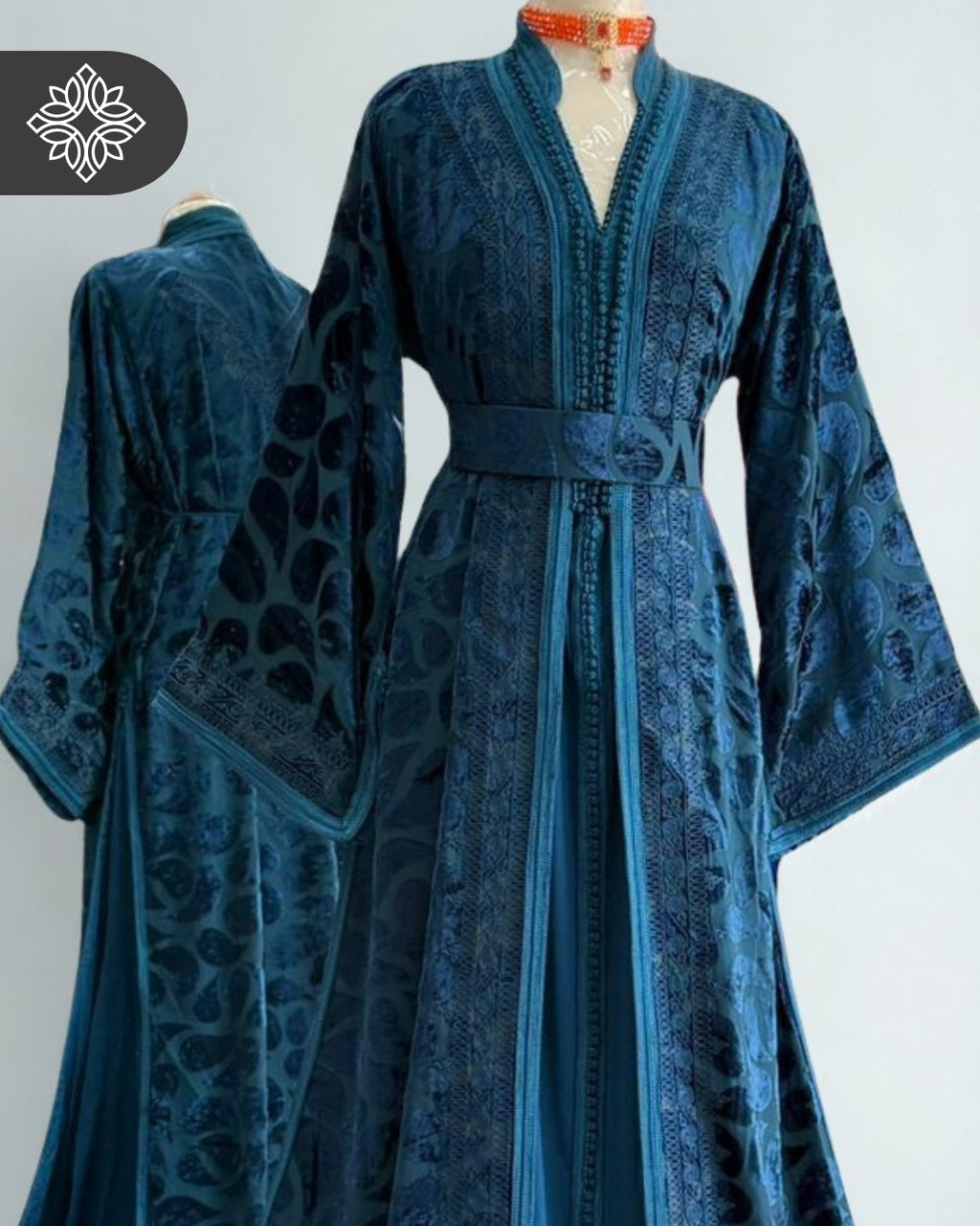 Unique Golden Brown Moroccan Takchita | Luxury Two-Piece Kaftan