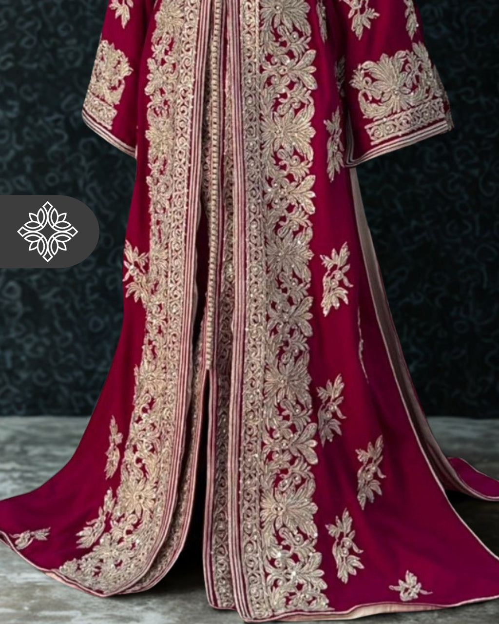Dusky Rose Moroccan Takchita | Luxury Two-Piece Kaftan | Silver Heritage Embroidery