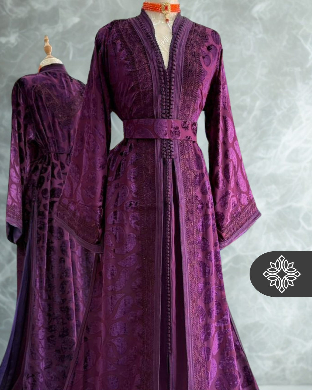 Unique Golden Brown Moroccan Takchita | Luxury Two-Piece Kaftan