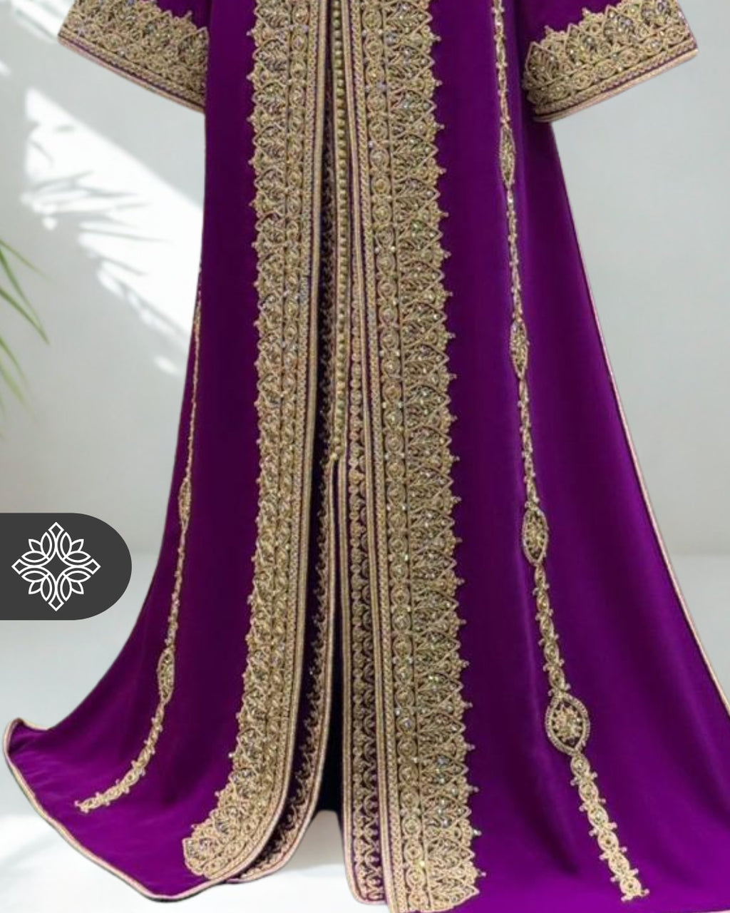 Royal Moroccan Two-Piece Kaftan | Sky Blue & Gold Embroidery