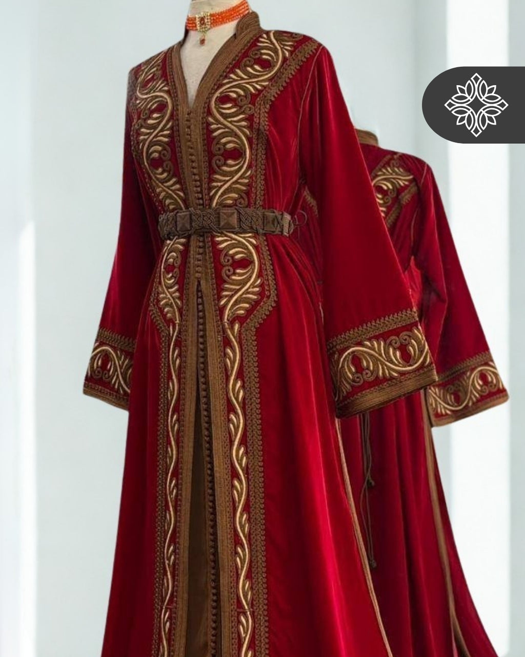 Plum Purple Moroccan Takchita | Luxury Velvet Two-Piece Kaftan | Special Tonal Embroidery