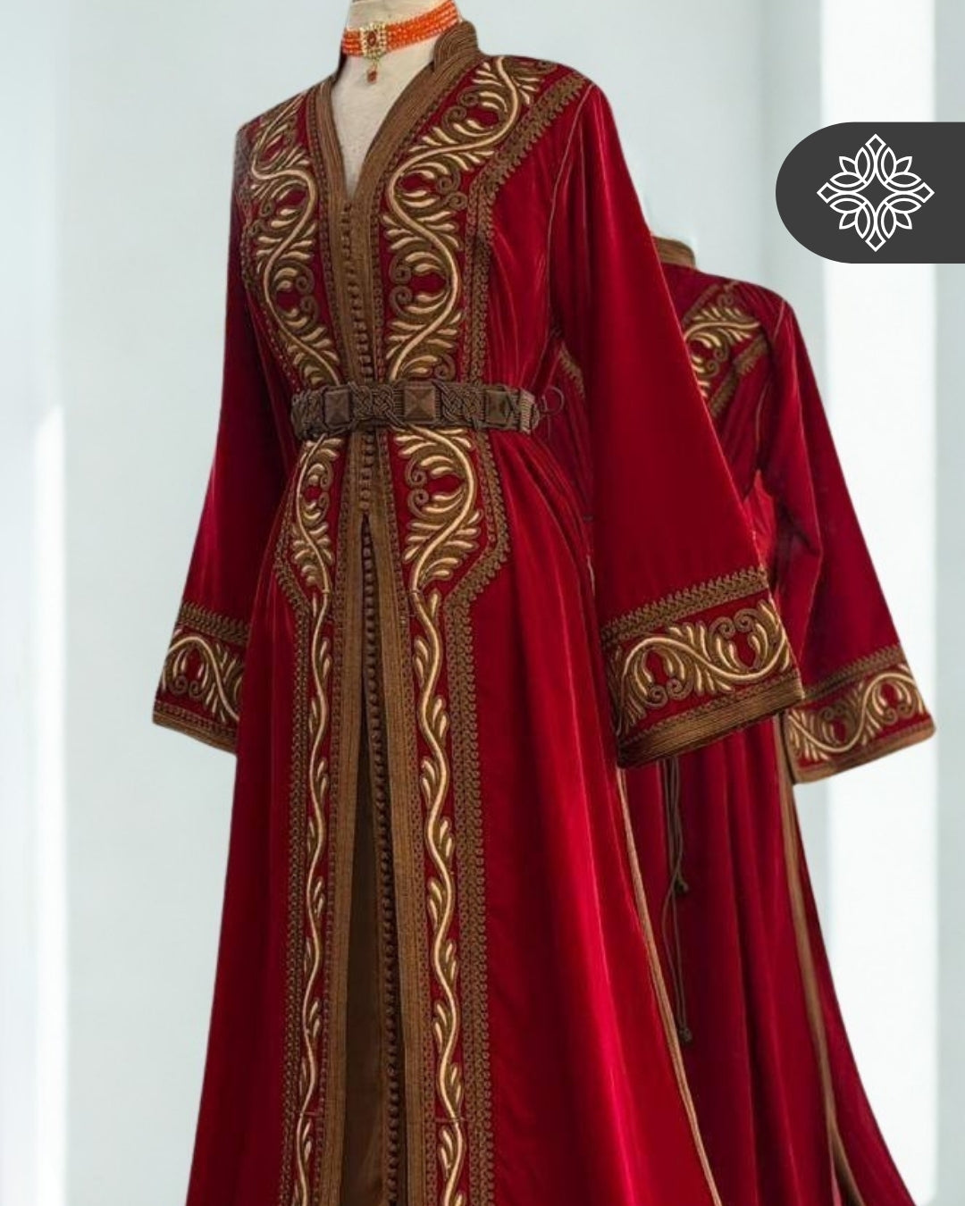 Plum Purple Moroccan Takchita | Luxury Velvet Two-Piece Kaftan | Special Tonal Embroidery