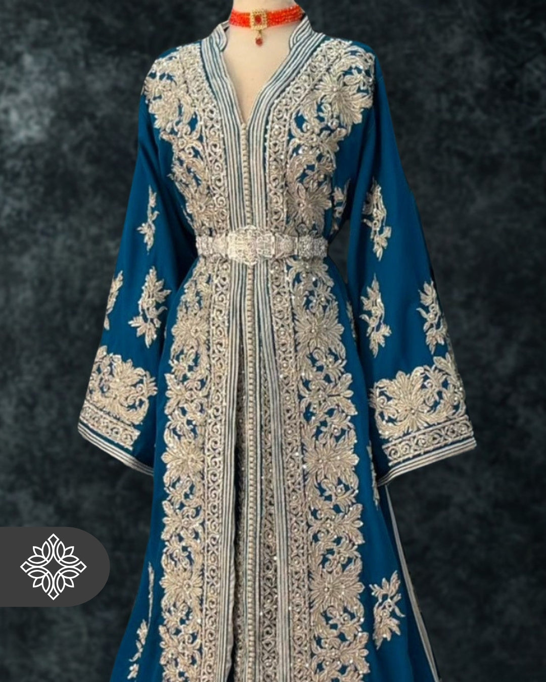 Dusky Rose Moroccan Takchita | Luxury Two-Piece Kaftan | Silver Heritage Embroidery