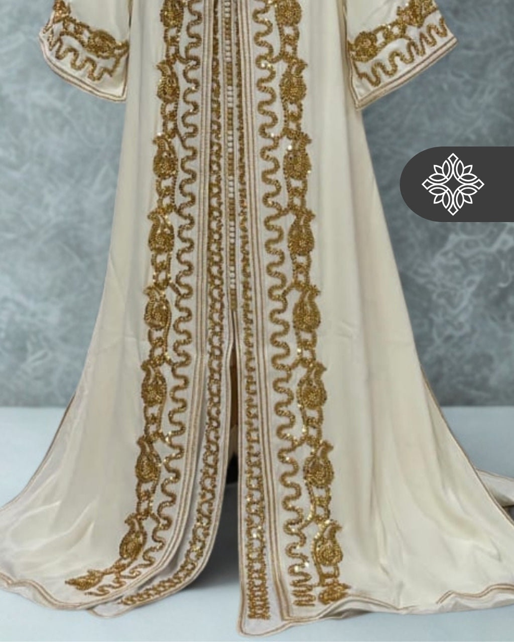 Royal White Bridal Moroccan Takchita | Luxury Two-Piece Wedding Kaftan | Golden Heritage Embroidery